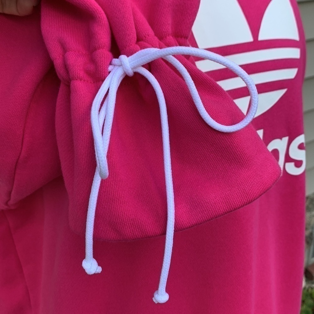 Nwot Adidas Bellista Oversized Sweatshirt W/ Tie Cuffs - Hot Pink - Picture 10 of 15